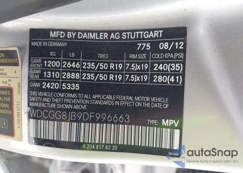 2013 Mercedes-Benz Glk 350 4Matic from USA, damaged, VIN WDCGG8JB9DF996663